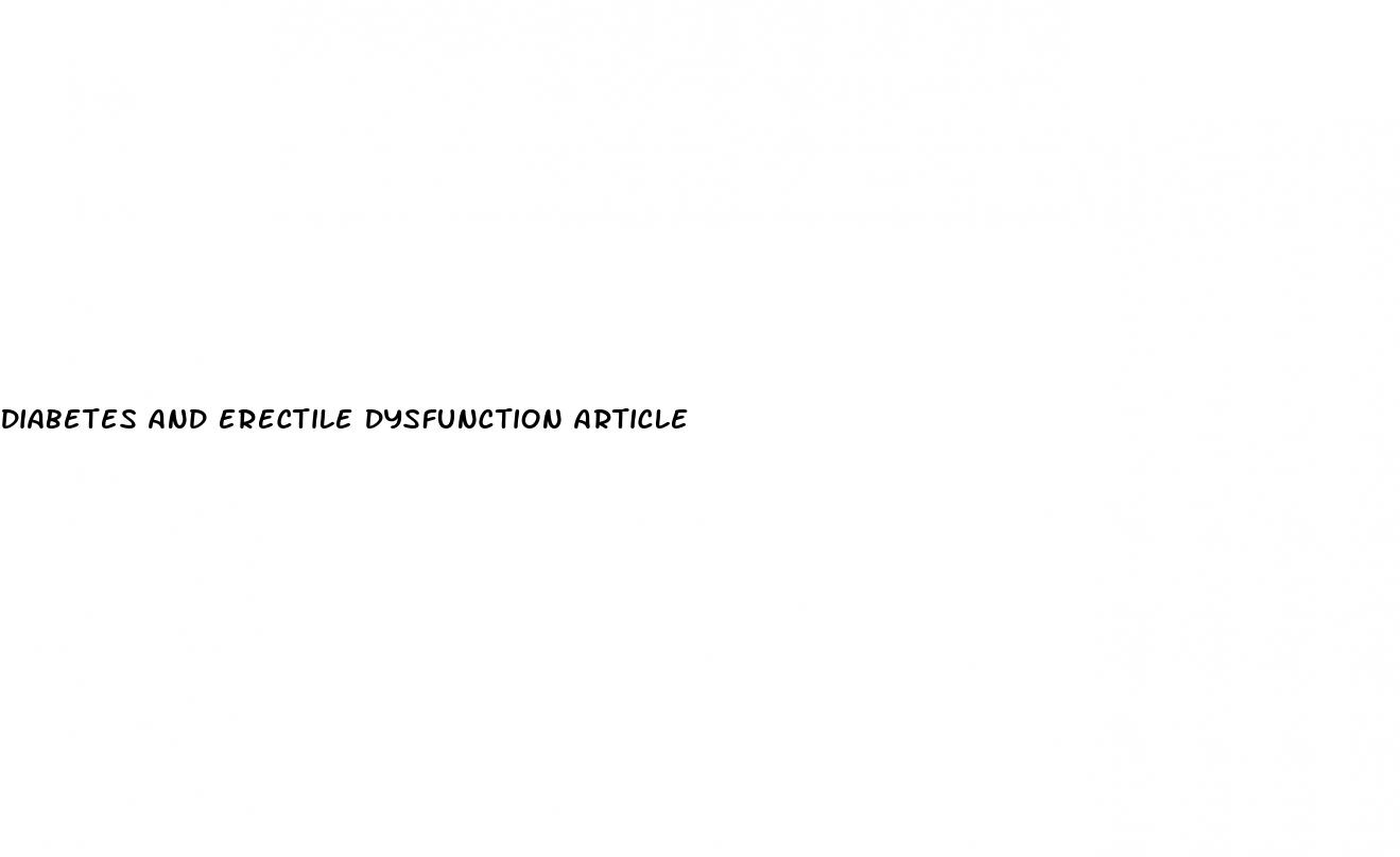 diabetes and erectile dysfunction article